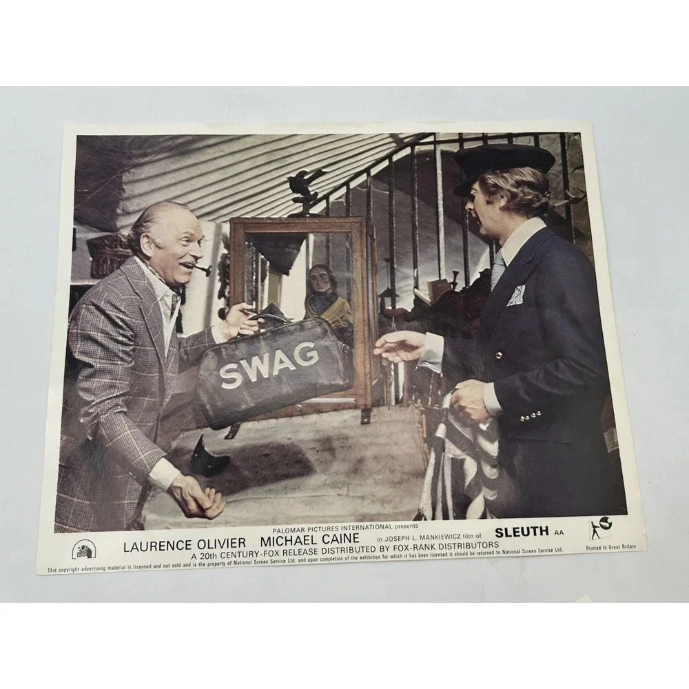 Vintage Sleuth Movie Lobby Cards 8x10 Printed In Great Britain Set Of 8 NM